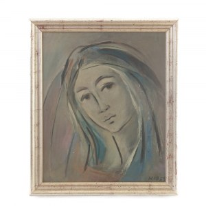 Madonna 1959 oil painting on canvas 60 x 50 cm framed, signed and dated on the front lower right. State of preservation: good., Madonna 1959 oil painting on canvas 60 x 50 cm framed, signed and dated on the front lower right. State of preservation: good.