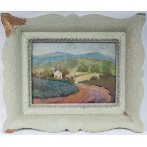 Lake landscape with trees oil painting on panel 15 x 20 cm signed in frame. State of preservation: very good, Lake landscape with trees oil painting on panel 15 x 20 cm signed in frame. State of preservation: very good