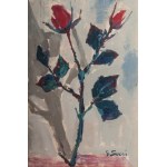 Branch of roses oil painting on canvas 38 x 24 cm signed in frame. State of preservation: very good, Branch of roses oil painting on canvas 38 x 24 cm signed in frame. State of preservation: very good
