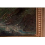 Lot of three paintings: mountain landscape oil on board front and back, signed and dated 1920 28 x 22 cm; mountain landscape oil on cardboard signed and dated 1919 15.5 x 26 cm; winter landscape oil on cardboard signed 9 x 14 cm Condition: good, minimal d