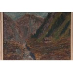 Lot of three paintings: mountain landscape oil on board front and back, signed and dated 1920 28 x 22 cm; mountain landscape oil on cardboard signed and dated 1919 15.5 x 26 cm; winter landscape oil on cardboard signed 9 x 14 cm Condition: good, minimal d