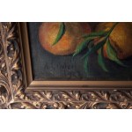 Silent nature, with fruit, vase and flowers 1928 oil painting on canvas 42 x 48.5 cm framed, signed and dated. State of preservation: very good, Silent nature, with fruit, vase and flowers 1928 oil painting on canvas 42 x 48.5 cm framed, signed and dated.