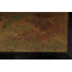 View of lake with mountains first half of the 20th century oil painting on board 40 x 50 cm signed in contemporary frame State of preservation: very good, View of lake with mountains first half of the 20th century oil painting on board 40 x 50 cm signed i