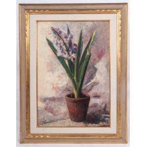 Hyacinth 1956 oil painting on board 50 x 34 cm signed, dated in frame State of preservation: good, Hyacinth 1956 oil painting on board 50 x 34 cm signed, dated in frame State of preservation: good