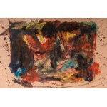 Abstract composition 1976 oil painting on paper applied on canvas 40 x 50 cm signed, dated in frame. With authentication on photo of the author. State of preservation: very good, Abstract composition 1976 oil painting on paper applied on canvas 40 x 50 cm