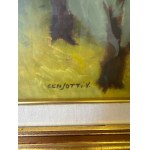 Landscape with architecture and trees second half of the 20th century oil painting on canvas 50 x 70 cm in a contemporary frame and signed V. Censotti State of preservation: good, Landscape with architecture and trees second half of the 20th century oil p