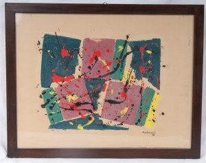 Bez tytułu '84 akwarela na papierze nałożona na płótno 42 x 54 cm sygnowana, datowana w ramie. Stan zachowania: doskonały, Bez tytułu '84 akwarela na papierze naniesiona na płótno 42 x 54 cm sygnowana, datowana w ramie. Stan zachowania: doskonały