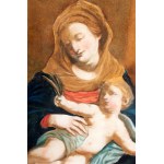 Madonna and Child first half of the 20th century oil painting on glass 30 x 23 cm in a non-contemporary frame in carved and gilded wood. State of preservation: good, Madonna and Child first half of the 20th century oil painting on glass 30 x 23 cm in a no