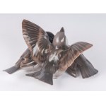 Three sparrows, porcelain sculpture in the round second half of the 20th century 9 x 13 x 16 cm Danish manufacture BG State of preservation: very good, Three sparrows, porcelain sculpture in the round second half of the 20th century 9 x 13 x 16 cm Danish 