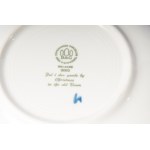 Lot of sixty-seven plates 20th century diameter 18 x 2.5 cm with Christmas scenes, wall mounted, in blue background porcelain. B and G manufacture. Denmark. From the first half of the 20th century to the end of the 20th century State of preservation: good