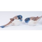 Lot of six bird sculptures second half of the 20th century in polychrome porcelain of different shapes and sizes. Danish manufacture B.&amp; G. and Royal Copenhagen Conservation status: good, one with a clipped tail, Lot of six bird sculptures second half