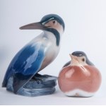 Lot of six bird sculptures second half of the 20th century in polychrome porcelain of different shapes and sizes. Danish manufacture B.&amp; G. and Royal Copenhagen Conservation status: good, one with a clipped tail, Lot of six bird sculptures second half