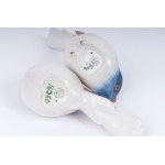 Lot of six bird sculptures second half of the 20th century in polychrome porcelain of different shapes and sizes. Danish manufacture B.&amp; G. and Royal Copenhagen Conservation status: good, one with a clipped tail, Lot of six bird sculptures second half