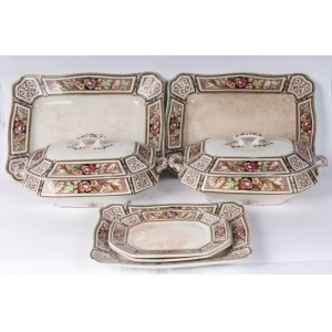 Lot of two octagonal terrines with seven trays first half of the 20th century en suite in different sizes. Brampton Sons Manufacturing State of preservation: good, one restored tray, Lot of two octagonal terrines with seven trays first half of the 20th ce