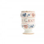 lot of three white and blue ceramic jars ITALY, 18th century in different shapes and sizes. State of preservation: missing and broken parts., lot of three white and blue ceramic jars ITALY, 18th century in different shapes and sizes. State of preservation