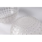 Pair of hemispherical tanks 10 x15 cm in crystal with concave roses. Lalique manufacture, second half of the 20th century State of preservation: very good, Pair of hemispherical tanks 10 x15 cm in crystal with concave roses. Lalique manufacture, second ha