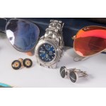Lot of seven objects: second half of the 20th century three Ray-Ban sunglasses, a Trollbeads bracelet, a Sector no Limits quartz wristwatch and two pairs of metal cufflinks., Lot of seven objects: second half of the 20th century three Ray-Ban sunglasses, 