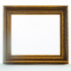 Owl beak frame in gilded wood 19th century free light 73 x 60 cm; total 93 x 82 cm with three orders of carving with plant motifs and palmettes Condition: small losses to the gilding, Owl beak frame in gilded wood 19th century free light 73 x 60 cm; total