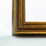Owl beak frame in gilded wood 19th century free light 73 x 60 cm; total 93 x 82 cm with three orders of carving with plant motifs and palmettes Condition: small losses to the gilding, Owl beak frame in gilded wood 19th century free light 73 x 60 cm; total