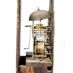 English Georgian Tower Clock 19th century Height x width x depth: 218 x 60 x 30 cm. cherry plated pine case, circular brass and silver dial signed Robert Smith Irven, with Arabic and Roman numerals, subsidiary dials. Pendulum regulator and hour and half-h
