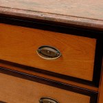Two-drawer chest of drawers, 19th century 90 x 107 x 55 cm rectangular wooden shape, with four truncated cone legs with fruitwood threads on the font, sides and legs, marble top not pertinent. Brass hardware. State of preservation: good., Two-drawer chest