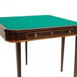 Rectangular shaped game book table 19th/20th century closed 77 x 88 x 42 cm; open 84 cm with a drawer, green cloth top with rectangular fruitwood finishes, truncated conical legs. State of preservation: good., Rectangular shaped game book table 19th/20th 