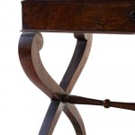 Walnut wood desk 19th century 75 x 82 x 48 cm with crossed legs connected to the base and compass top with compartmentalized drawer underneath. State of preservation: good., Walnut wood desk 19th century 75 x 82 x 48 cm with crossed legs connected to the 