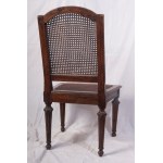 Lot of four chairs 19th century 95 x 55 x 42 cm with seat and backrest in Vienna straw, truncated conical leg. State of preservation: one broken leg., Lot of four chairs 19th century 95 x 55 x 42 cm with seat and backrest in Vienna straw, truncated conica