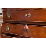 Rectangular wooden chest of drawers late 19th early 20th century 88 x 97.5 x 46 cm with four drawers, truncated cone leg with lateral and frontal squares in the drawers. Geometric profiling on the fruit wood top State of preservation: good, Rectangular wo