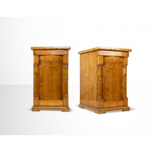Pair of French Empire Style Walnut Night Tables Late 19th century Wood 79 x 59 x 48 cm Condition: Good, wear consistent with age and use. Located in the warehouse in Rome, Pair of French Empire Style Walnut Night Tables Late 19th century Wood 79 x 59 x 48