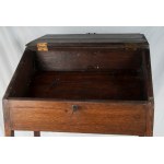 Oak writing desk first half of the 20th century 116 x 58 x 34 cm with magazine rack State of conservation: good, restorations on the legs, Oak writing desk first half of the 20th century 116 x 58 x 34 cm with magazine rack State of conservation: good, res