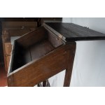 Oak writing desk first half of the 20th century 116 x 58 x 34 cm with magazine rack State of conservation: good, restorations on the legs, Oak writing desk first half of the 20th century 116 x 58 x 34 cm with magazine rack State of conservation: good, res