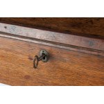 Oak writing desk first half of the 20th century 116 x 58 x 34 cm with magazine rack State of conservation: good, restorations on the legs, Oak writing desk first half of the 20th century 116 x 58 x 34 cm with magazine rack State of conservation: good, res