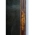 Rectangular shaped wall mirror early 20th century 98 x 65 x 4 cm in brown patina wood. Double order of carved frame moulding with gold floral decoration. Cyma with plant motifs State of preservation: good, gluing and wear as per use over time, Rectangular