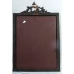 Rectangular shaped wall mirror early 20th century 98 x 65 x 4 cm in brown patina wood. Double order of carved frame moulding with gold floral decoration. Cyma with plant motifs State of preservation: good, gluing and wear as per use over time, Rectangular