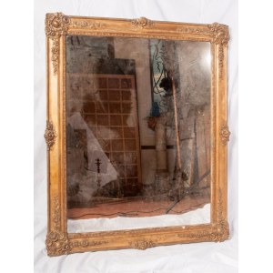 Mirror in wood and gilded plaster late 19th century early 20th century 112 x 83 x 3 cm with phytomorphic motif decorations. State of preservation: good, small defects in the gilding, Mirror in wood and gilded plaster late 19th century early 20th century 1