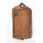 Pair of wall mirrors early 19th century 64 x 33 cm with gilded wooden candle holder. Rectangular shape with rounded corners, floral decoration at the base and at the top cymatium with curly leaf fronds. State of conservation: wear to the glass and gilding