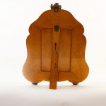 Free-standing mirror 1894 60 x 47 x 3 cm in 800/1000 silver and wood, with a curved line and two comma-shaped feet. Engraved parts, and in floral relief, coat of arms at the apex. Hallmark and signature at the base. Condition: good., Free-standing mirror 