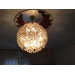 Grande Esprit - pendant lamp 60&#39;s diameter approx. 70 cm spherical in shape composed of elements in glass shaped by heat and mounted on a steel structure. Manufactured by Venini and designed by Toni Zuccheri State of preservation: very good., Grande E