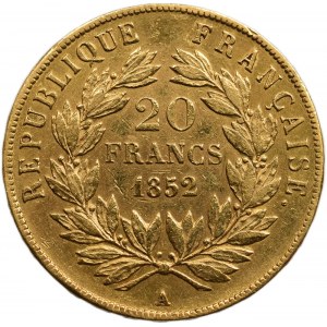 Francie, Napoleon III. 1852 - 1871, 20 frank 1852 A - Paříž