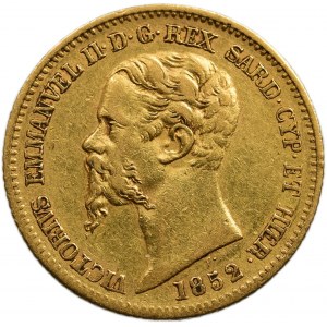 Itálie-Sardinie, Viktor Emanuel II. 1849 - 1878, 20 lira 1852 P - Janov