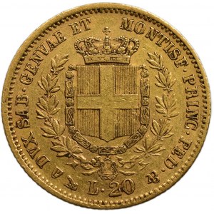 Itálie-Sardinie, Viktor Emanuel II. 1849 - 1878, 20 lira 1852 P - Janov