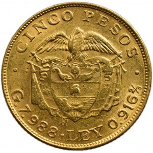 Colombie, République, 5 pesos 1923 B - Bogotá