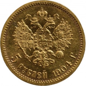 Rusko, Mikuláš II. 1894-1917, 5 rubl 1904 AP