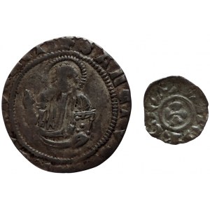 Benátky, Francesco Foscari 1423-1457, grossone + denaro scodellato 12. stol. anonymní