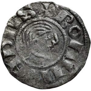 Křižácké státy, Antiochie, Bohemond III. (regent) 1149-1163, Ag denár, minc.Antiochie