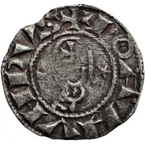 Křižácké státy, Antiochie, Bohemond III. 1163-1201, Ag denár, minc.Antiochie