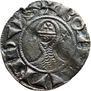 Křižácké státy, Antiochie, Bohemond III. 1163-1201, Ag denár, minc.Antiochie