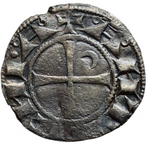 Křižácké státy, Antiochie, Bohemond III. 1163-1201, Ag denár, minc.Antiochie
