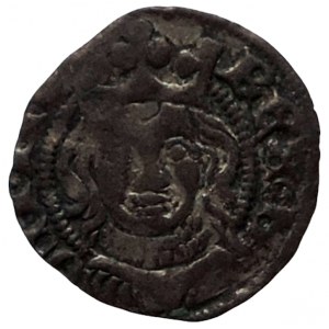 Václav IV. 1378-1419, haléř portrétní, poprsí čelně / český lev, Smolík II.1 (tab. II/18) s vnitřním perlovcem